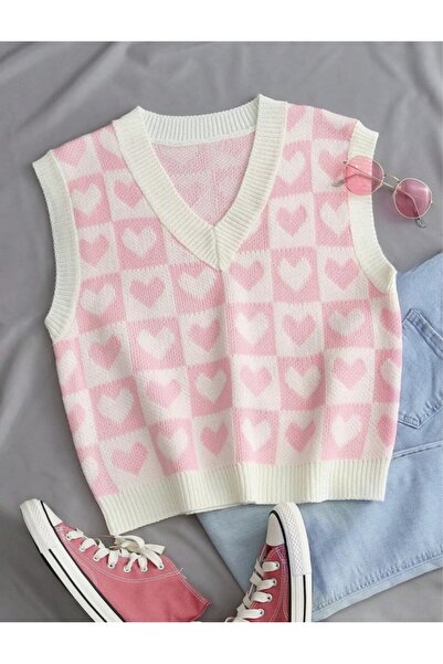 MODASPARK Pembe Krem Kalpli Regular Kadın Süveter