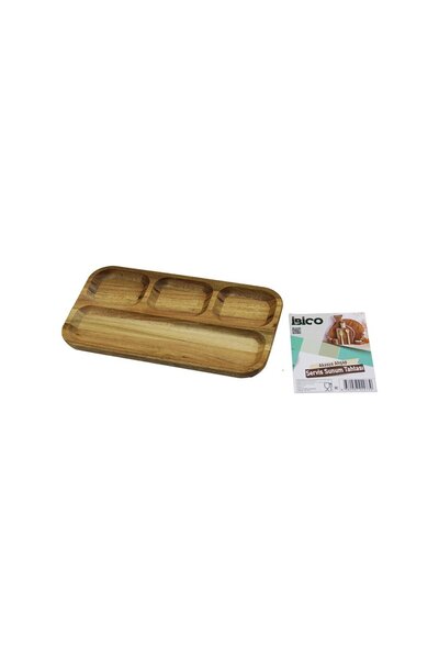 Go İthalat Acacia Rectangular 4-Section=3+1 Wooden Serving Presentation Tray ...