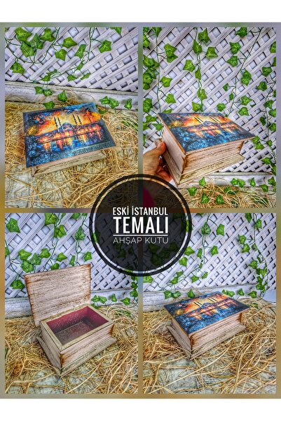 buraxe Eski İstanbul temalı,el yapımı ahşap hediyelik kutu,21×15×8cm,kişisell...