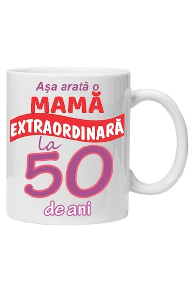 CRD PRINT Personalized mug with print 'This is what an extraordinary mom looks like - 50 years' - White cerami