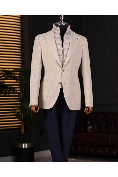 TerziAdemAltun سترة على الطراز الإيطالي s قصة ضيقة مبطنة بجيب على شكل حقيبة باللون الرمادي T15120