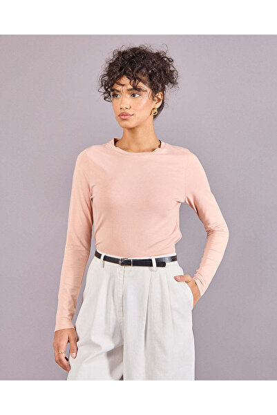 REDTAG Women Apricot Long Sleeve Basic T-Shirt