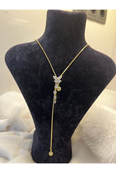 Hediye Time Işıltılı Kelebek ve Top Detaylı sarkıt Kolye