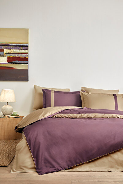 Özdilek Boja pruga Jednokrevetno Set posteljine šljiva