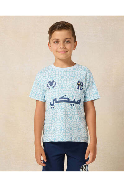 REDTAG Boys Blue Mickey Printed T-Shirt