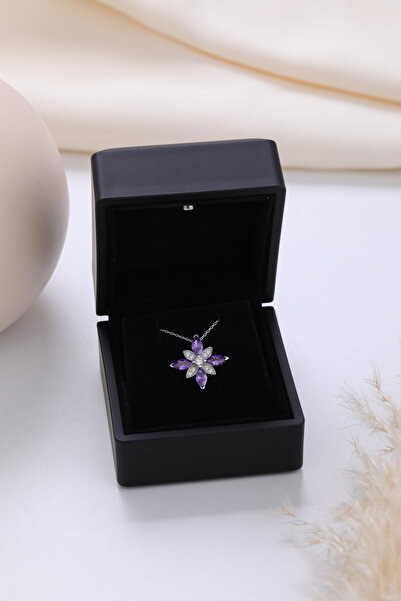 LOTUS JW Işıklı Kolye Kutulu Gümüş Aster Çiçeği Kolye | 925 Ayar Gümüş Kolye