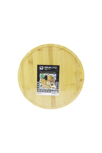 Go İthalat Wooden Bamboo Presentation Tray with Rotating Plate - Mini Tableware Round=30Cm (5273)
