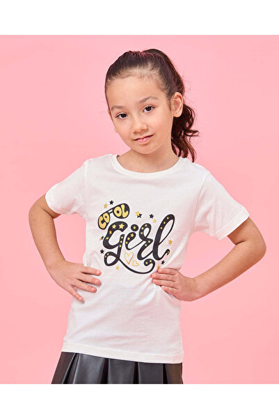 REDTAG Girls White Girl Print T-Shirt