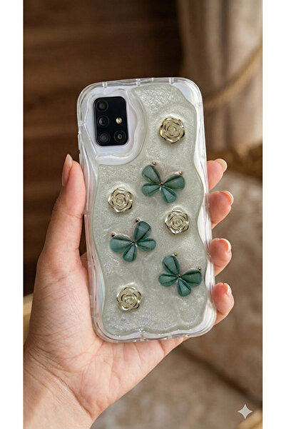 Rivor Samsung Galaxy A51 Uyumlu Kılıf Kamera Korumalı Kelebek Ve Çiçek Kabart...