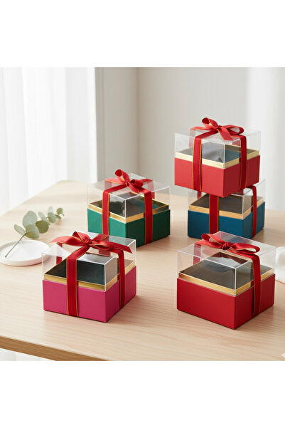EVİST ŞEFFAF KARE - HEDİYE KUTUSU (RENKLİ KARTON TABAN & MİKA-KRİSTAL KAPAK) ...