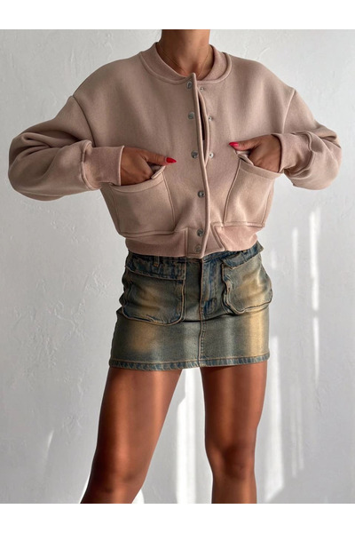 ZENGEZUR MALL SPTRNS 3 Threaded Sh επένδυση fleece Μπουφάν με τσέπες με κουμπωτά μπροστά Μπεζ F2226 (225738) (Μέγεθος: S)