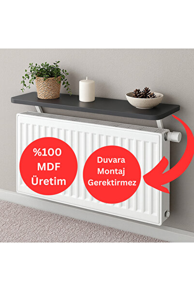 Kydonia Home 72x15 cm MDF Montajsız Petek Üstü Dekoratif Raf Kalorifer Peteği Üstü Uçan Raf