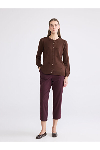 LC Waikiki Timeless Recommendations from Timeless Store | Crew Neck Self-Patterned Women's Knitwear Cardigan