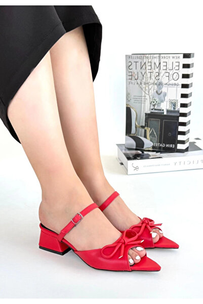 ZENGEZUR MALL Sptrns Lotta Red Leather Heeled Shoes (232726) (Size: 37)