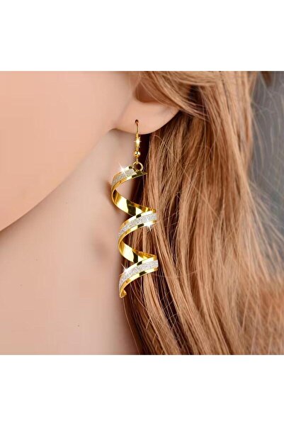 SEVAS GOLD أقراط نسائية حلزونية ذهبية اللون