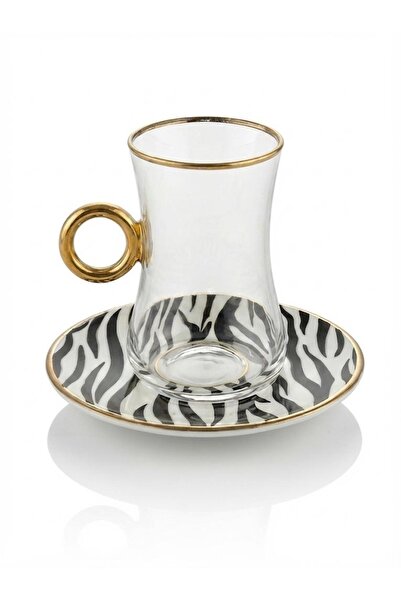 AROW Zebra Çay Gold Detaylı Seti 6 Kişilik/12 Parça