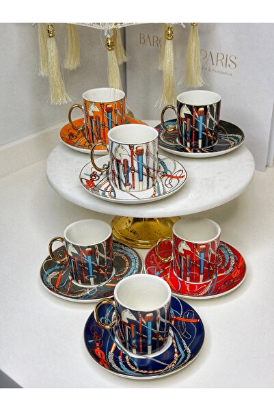 dunyazuccaciye Hrms 6 Kişilik Porselen Türk Kahvesi Fincanı