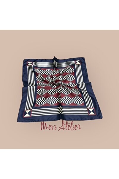 Mevi Atelier وشاح باندانا منقوش بألوان مختلطة 50 × 50