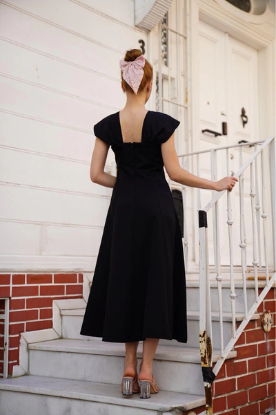 ZENGEZUR MALL Sptrns U-Neck Princess Dress Black S255101 (225803) (Size: S)