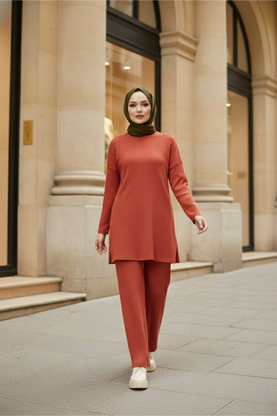 Zeneva Collection Tile Corded Fabric Double Set (Blouse & Pants) 5300-Tes