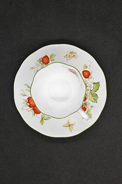 ABBETC Queen's China Virginia Strawberry Porcelain Single Coffee Cup and Saucer 100 ml