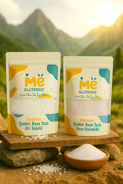 Glutensiz Me 1 Kg Glutensiz Çankırı Kaya Tuzu Seti 500 Gr İri + 500 Gr İnce Y...