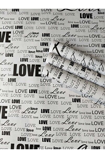 ÇINARASYADAHOME 70X50 cm Double-Sided White Kraft Love Printed Wrapping Paper...