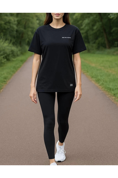 ZENGEZUR MALL Sptrns Six Leggings and Top Single Jersey Set Black (231052) (Size: Standard)