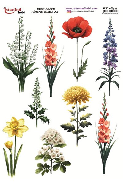 İstanbul Hobi ورق ديكور نحاسي 30×42 سم PT-1654 زهور