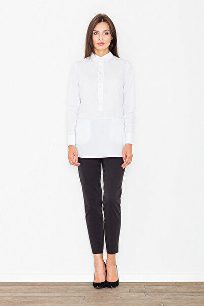 Figl Women's long shirt with pockets - white shirt M493 size L