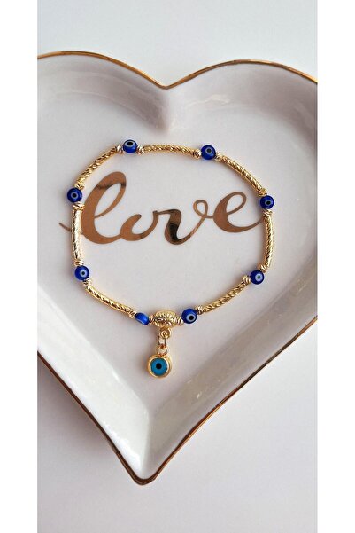 Svc Aksesuar Gift Gold Color Evil Eye Beaded Bracelet
