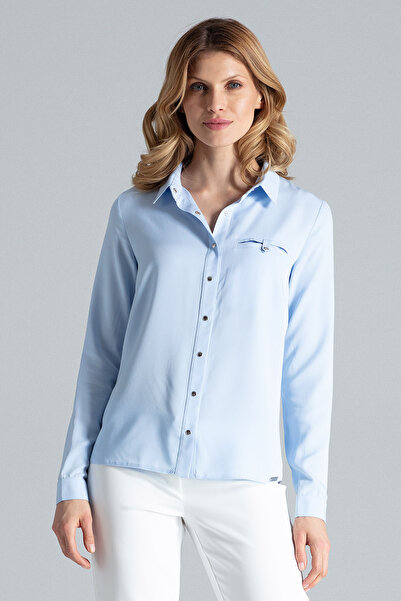 Figl Cămașă de lucru pentru femei - cămașă elegantă albastră pentru femei M581 mărimea S