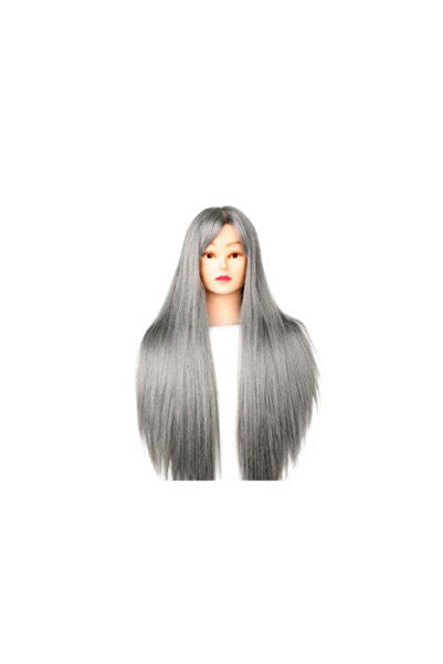 Cosmeticos Hairdresser's practice head, gray hair, 60cm