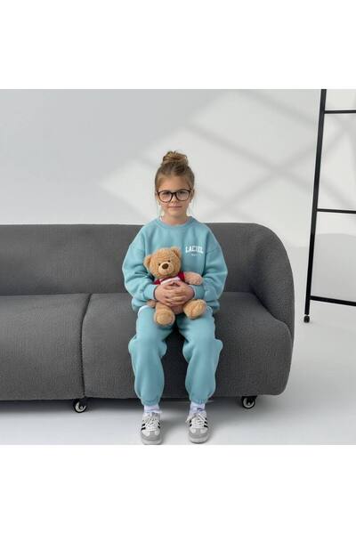 sobekidstore unisex Çocuk laciel winter club sloganlı pamuklu sweatshirt Eşofman Alt-Üst takım