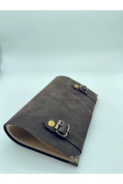 LAYDA دفتر ملاحظات عتيق مصنوع يدويًا من الجلد الأصلي بنسبة 100% باللون البني