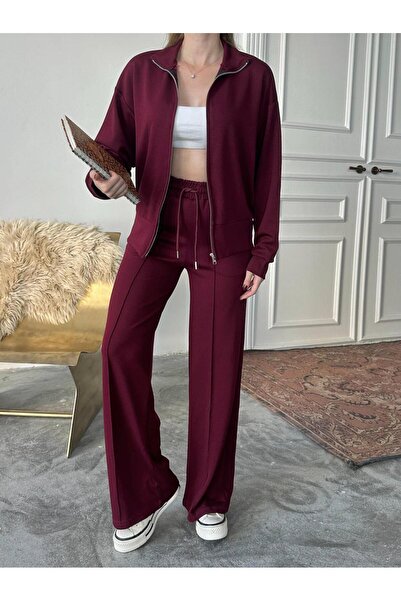 Butik Berk My Kadın Modal Kumaş Çimalı Fermuarlı Dik Yaka Takım Çimalı Tam Fe...