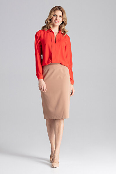 Figl Elegant women's shirt with wide collar, red M621, size L