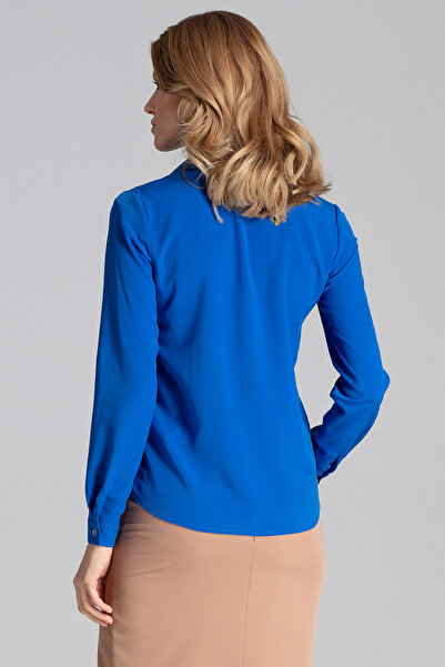 Figl Elegant women's shirt with wide collar, sapphire blue M621, size M