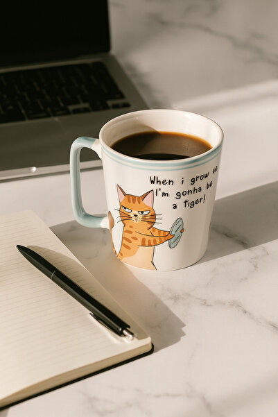 uğurlu dükkan Orange Tabby Mug with Handle