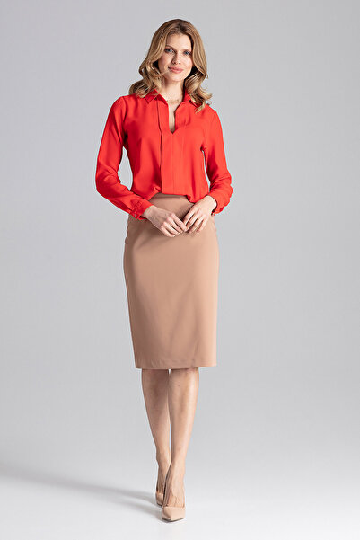 Figl Elegant women's shirt with wide collar, red M621, size L