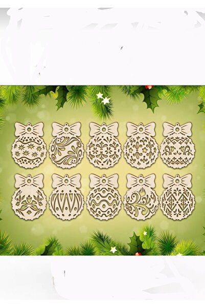 ÇUKUROVA ÜTÜ Комплект от 5 дървени коледни украси "Красиви пожелания" за Нова...