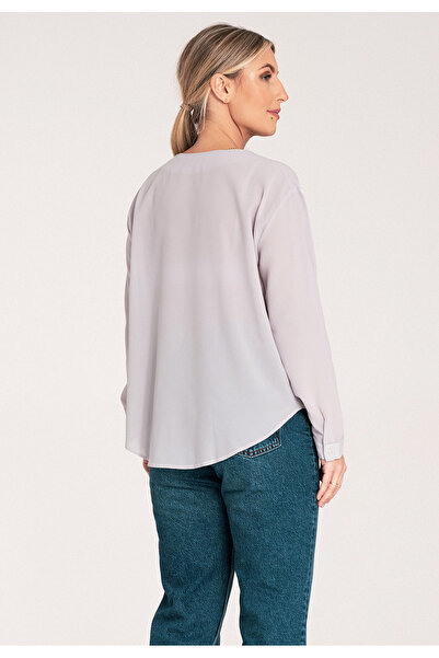 Figl Women's summer shirt - V-neck T-shirt - M1070 gray size S