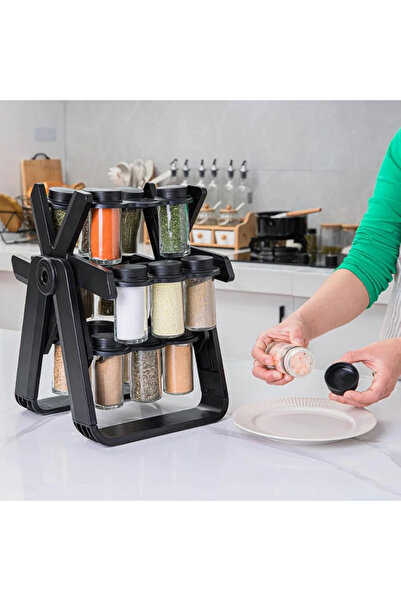 Gonga Spice organizer with rotating stand, 18 containers, Gonga® Black
