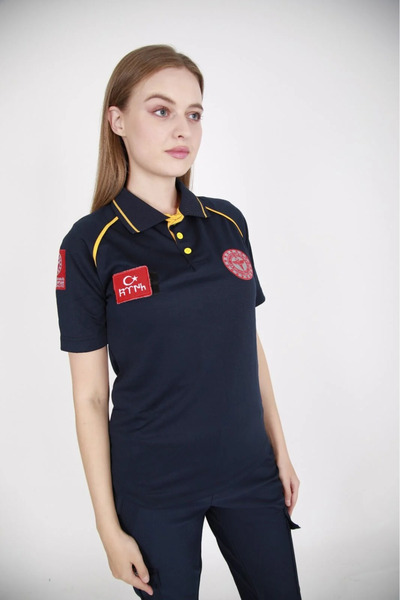Ekg Medikal 112 Acil Sağlık Comfort Polo Yaka Lacivert T-shirt (Unisex-Fileli)