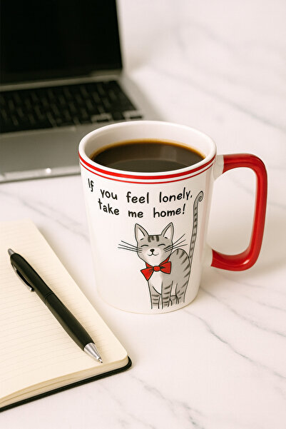 uğurlu dükkan Gray Tabby Mug with Handle