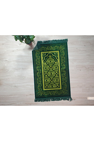 Reiashn Prayer rug with Islamic designs, green floral pattern