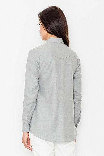 Figl Shirt with asymmetric collar, gray M492, size S