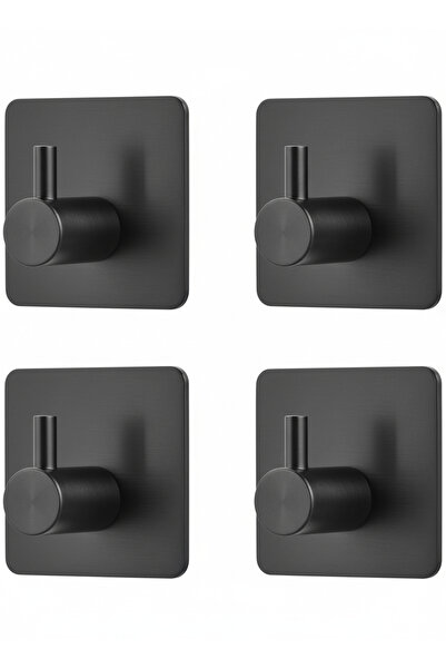 Staal 4'lü Set Antrasit Paslanmaz Çelik Askı, Güçlü Yapışkanlı, Şık Banyo ve ...