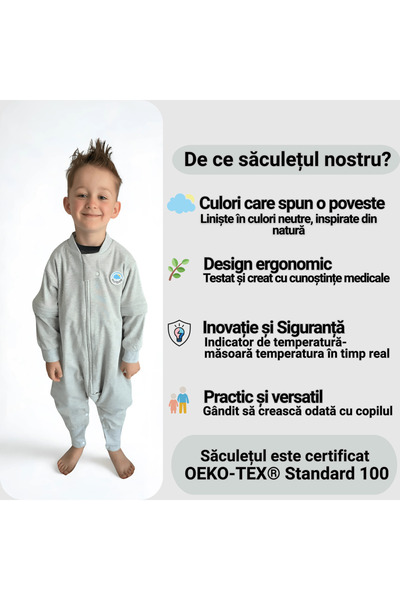 Miriboo Sleeping bag with feet 1–2.5 years and 2.5-4 years, 1 TOG, 100% Cotton, Temperature Indicator