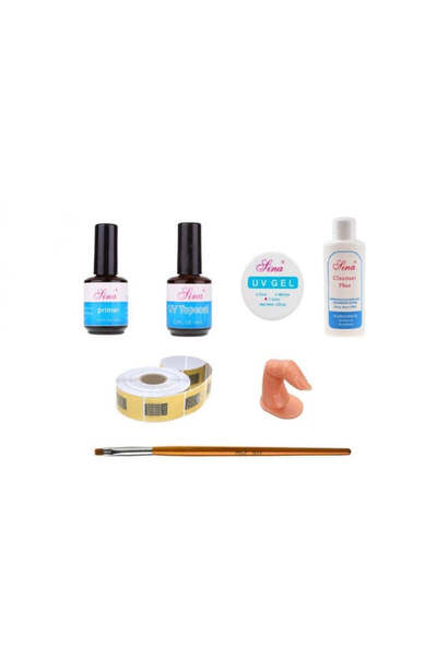 Cosmeticos Kit mini unghii false: primer, strat de acoperire, gel, demachiant...